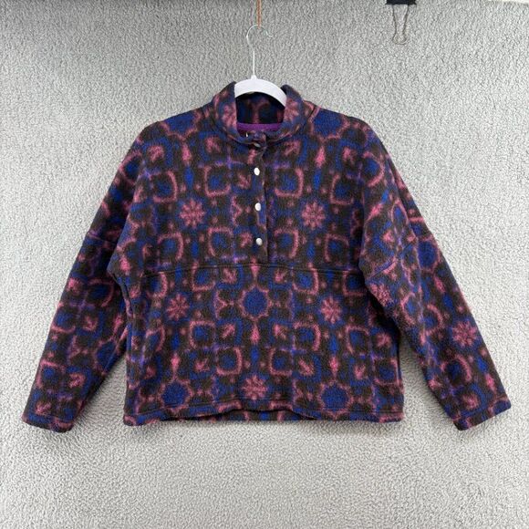 Xirena Caden Wool Blend Fleece Jacket Cozy Geometric Print Snap-T pullover XS - Picture 7 of 12